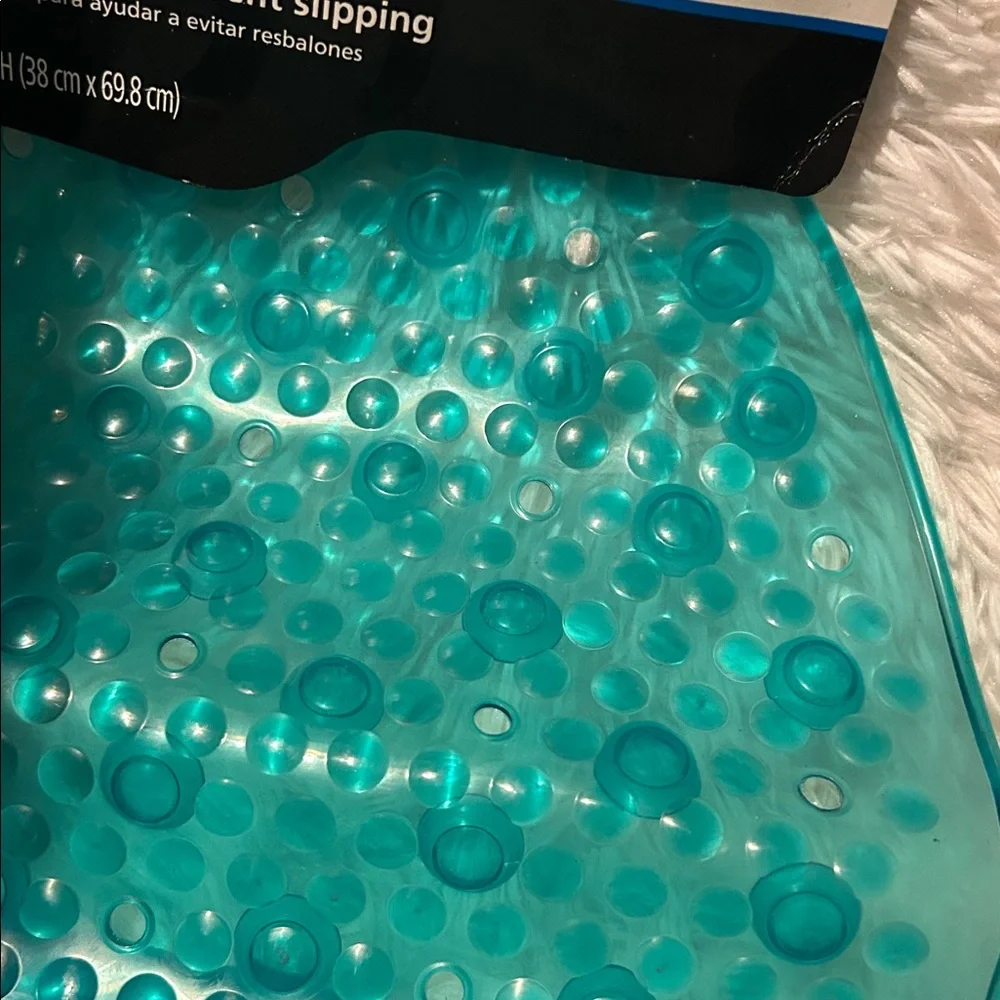 🩶5/$30 Mainstays Teal Textured Oval Bath Mat with Suction Cup Buttom NEW